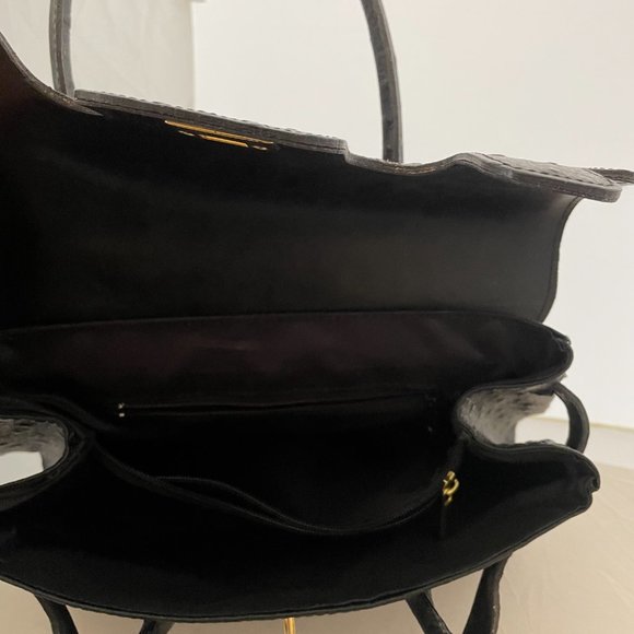Ostrich Embossed Leather Handbag - Picture 2 of 2